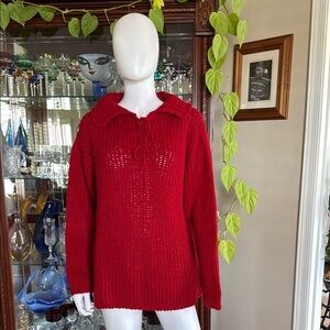 Alpaca Cotton Red Knit Women's Sweater